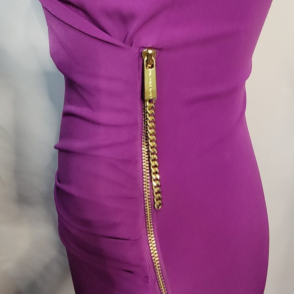 Michael Kors Pomegranate Purple V-Nec Asymmetrical Sleeveles Wrap Dress, XS - Picture 12 of 14